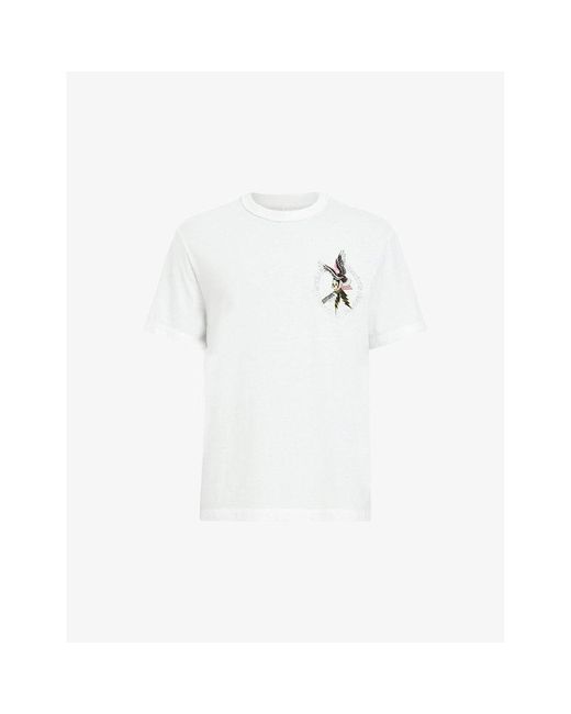 AllSaints White Fret Graphic-print Short-sleeve Organic-cotton T-shirt X for men