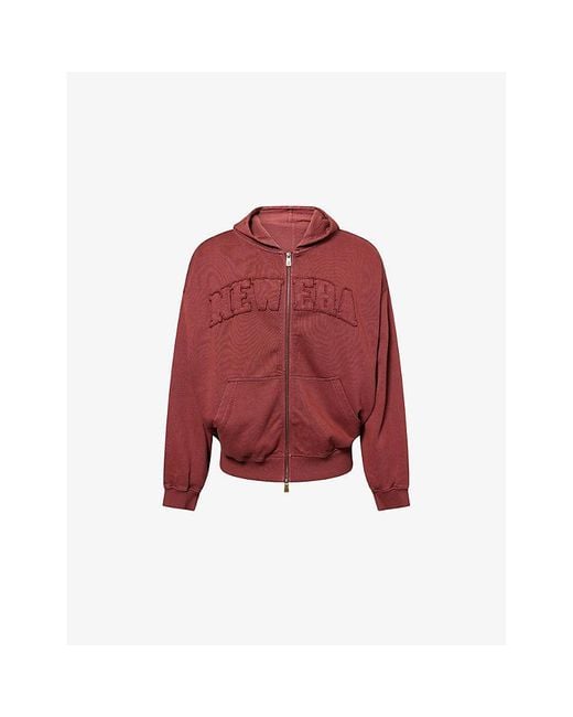 KTZ Red Washed Zip Cotton-Jersey Hoody for men