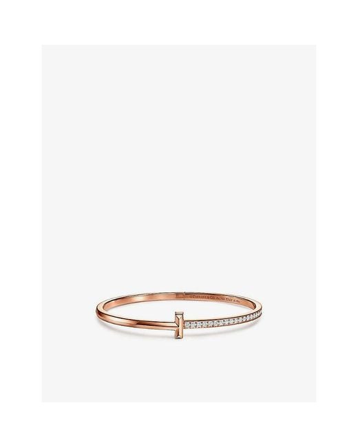 Tiffany & Co White T1 Narrow 18Ct Rose And Diamond Bracelet