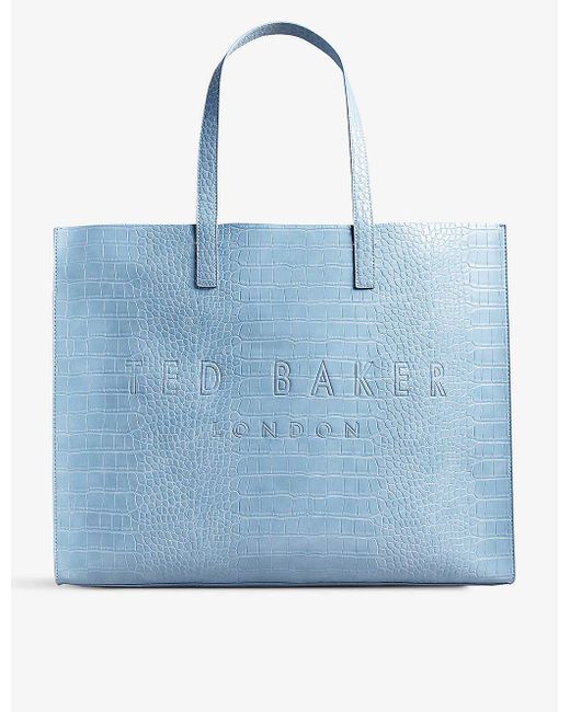Ted Baker Blue Croc-detail Icon Leather Tote Bag