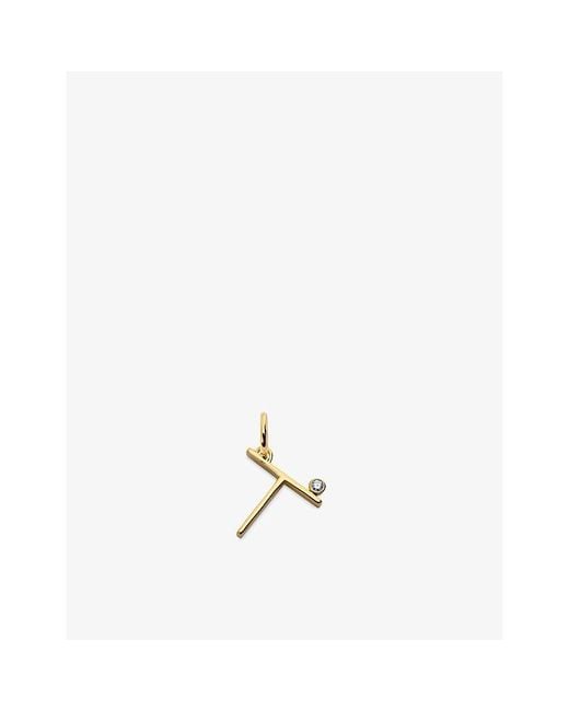 Monica Vinader Metallic Solitaire Diamond Initial T 18Ct- Vermeil And 0.035Ct Lab-Grown Diamond Pendant
