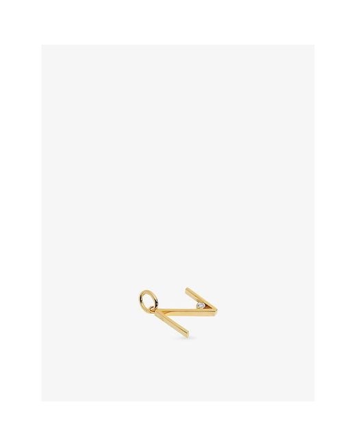 Monica Vinader White Initial N Solitaire Lab-Grown Diamond And 18Ct Vermeil Pendant Charm