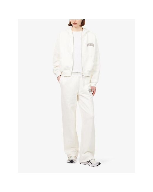 The Couture Club White Ctre Logo-Embroidered Cotton Hoody