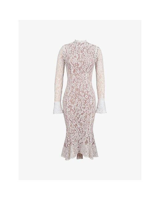 House Of Cb Multicolor Sophia Fitted Lace Cotton-Blend Midi Dress