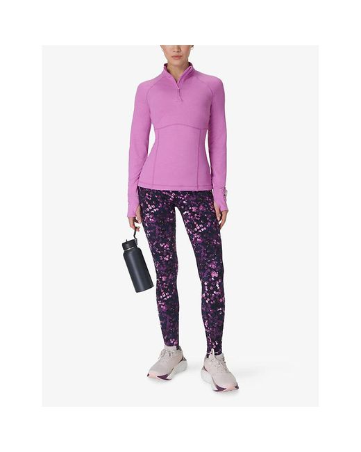 Sweaty Betty Purple Pro Run Half-Zip Stretch-Woven Jacket