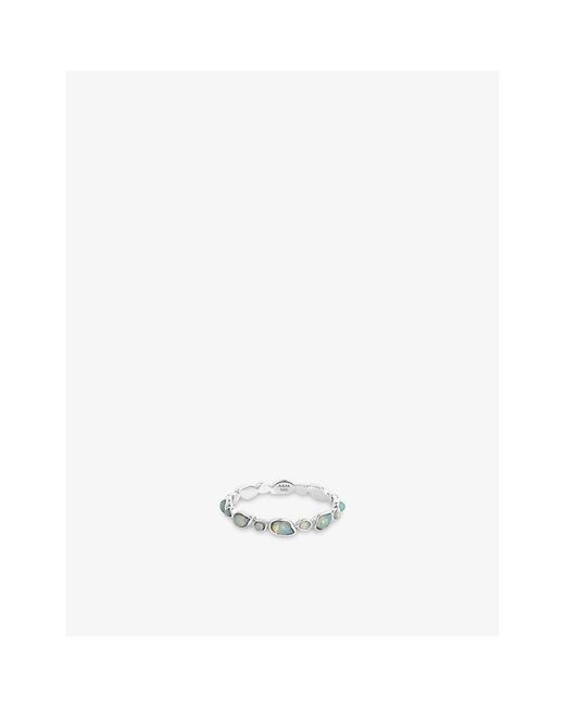 Astrid & Miyu White Opal Pear Rhodium-Plated Sterling- And Nano-Gem Eternity Ring