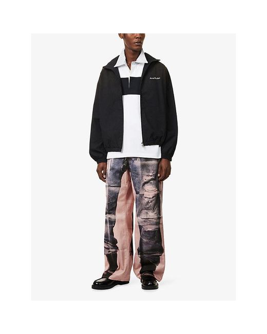 Acne Black Logo-Print Zip-Pocket Cotton Jacket for men