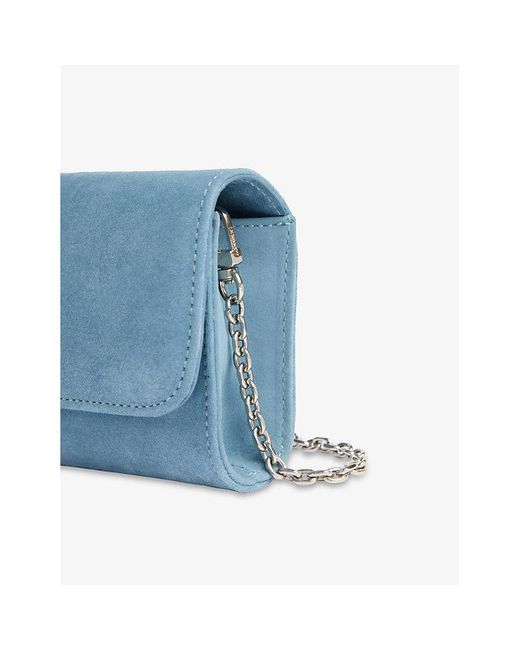 L.K.Bennett Blue Daisy Curve Leather Clutch Bag