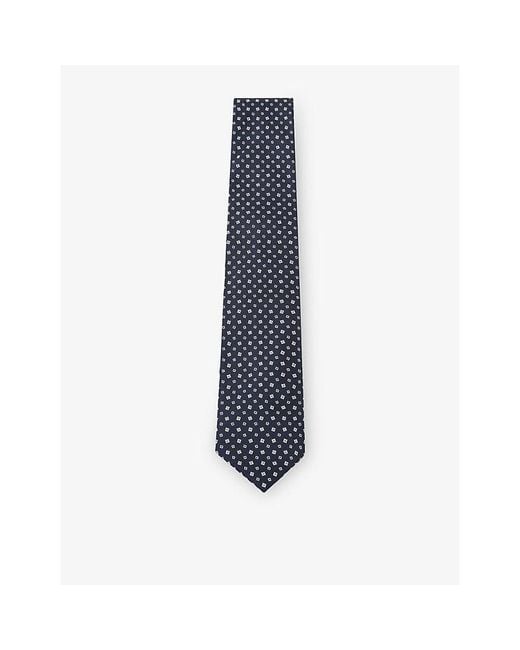 Reiss Blue Dario Micro-Square Silk-Blend Tie for men