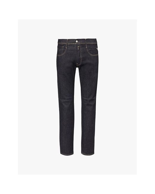 Replay Blue Anbass Hyperflex Slim-Fit Straight-Leg Stretch-Denim-Blend Jeans for men