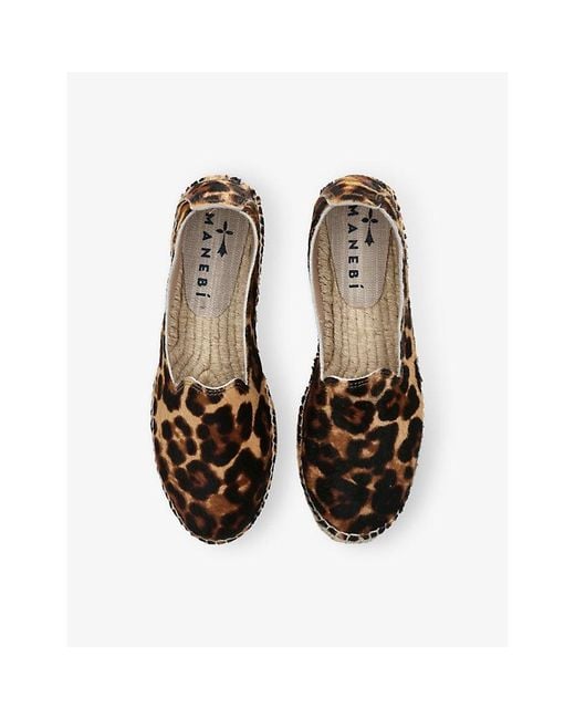 Manebí Brown Leopard Leather Espadrilles