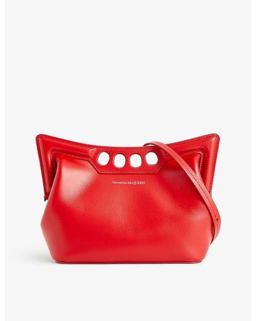 Alexander McQueen Red The Peak Mini Leather Shoulder Bag