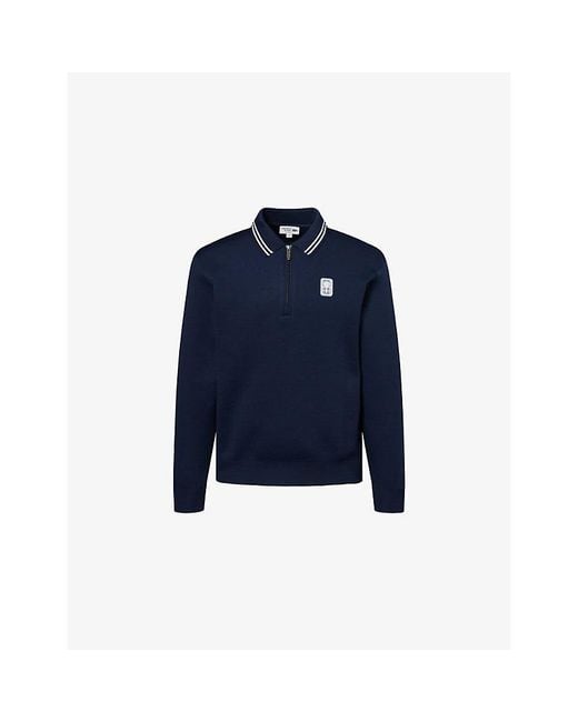 Lacoste Blue Tennis Heritage Quarter-Zip Jersey Sweatshirt for men