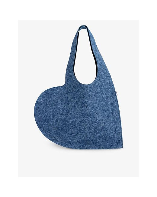 Coperni Blue Heart-shaped Cotton-denim Tote Bag