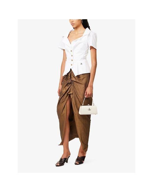Vivienne Westwood Brown Panther Slit Cotton-Blend Midi Skirt