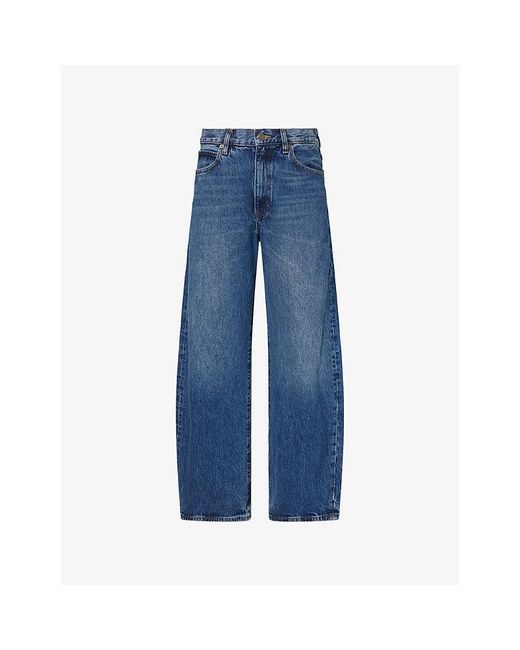 FRAME Blue The Bow Barrel-Leg Denim Jeans