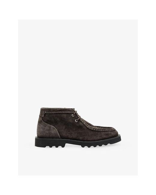 AllSaints Black Skiff Lace-Up Suede Ankle Boots for men