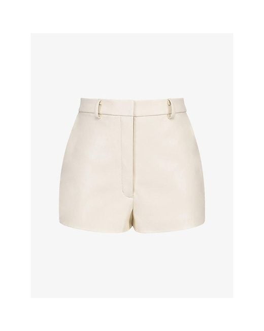House Of Cb Natural Naya High-Rise Vegan-Leather Shorts