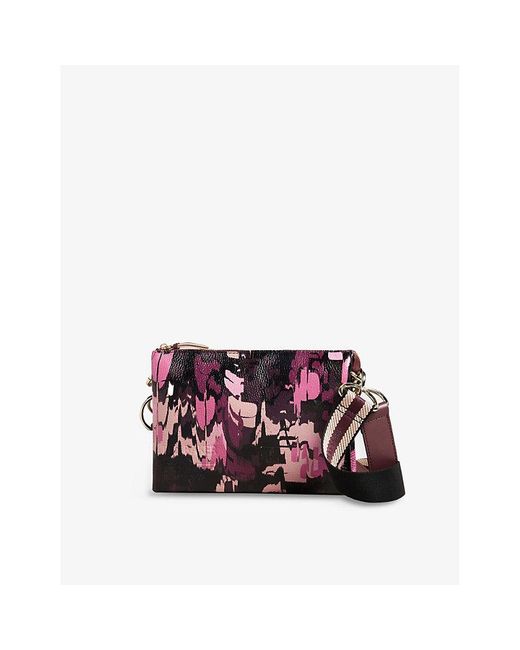 Ted Baker Purple Beutily Camouflage-print Leather Crossbody Bag