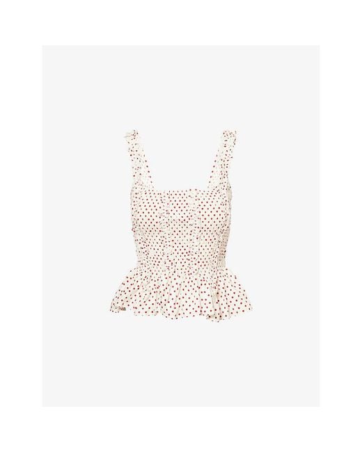Damson Madder White Raphi Cami Polka-Dot Cotton Top