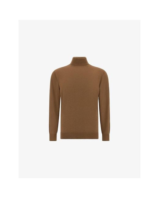 Boggi Brown Turtle-Neck Merino-Wool Jumper for men