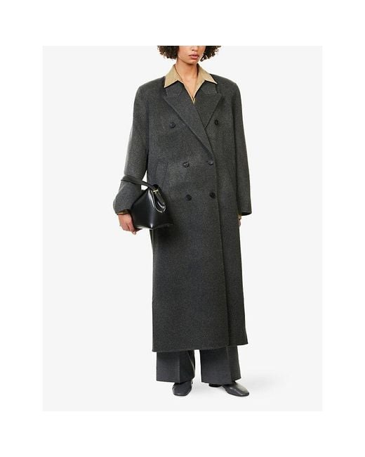 Frankie Shop Gray Gaia Double-Breasted Wool-Blend Coat