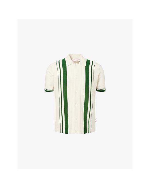 Orlebar Brown Green Tiernan Short-Sleeve Cotton Shirt for men