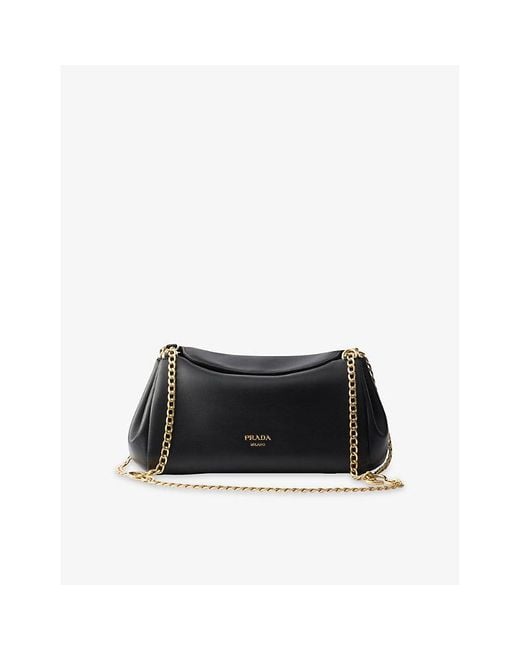 Prada Black Tumulte Branded Leather Shoulder Bag