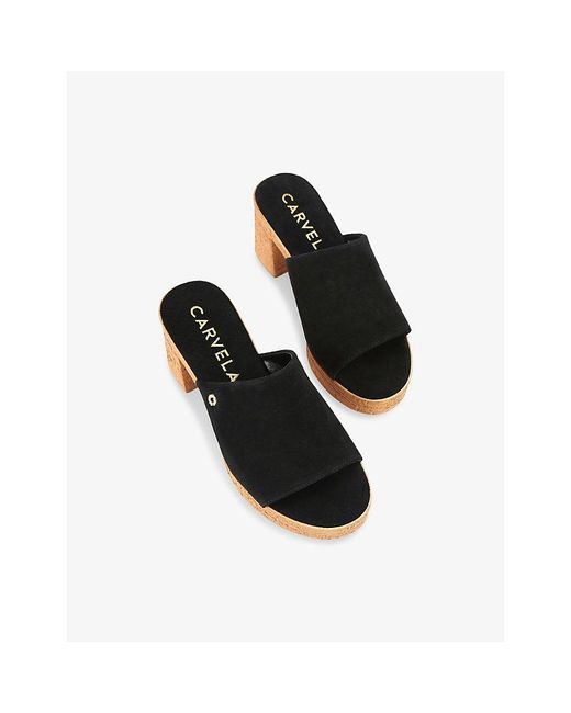 Carvela Kurt Geiger Black Genova Block-Heel Suede Sandals