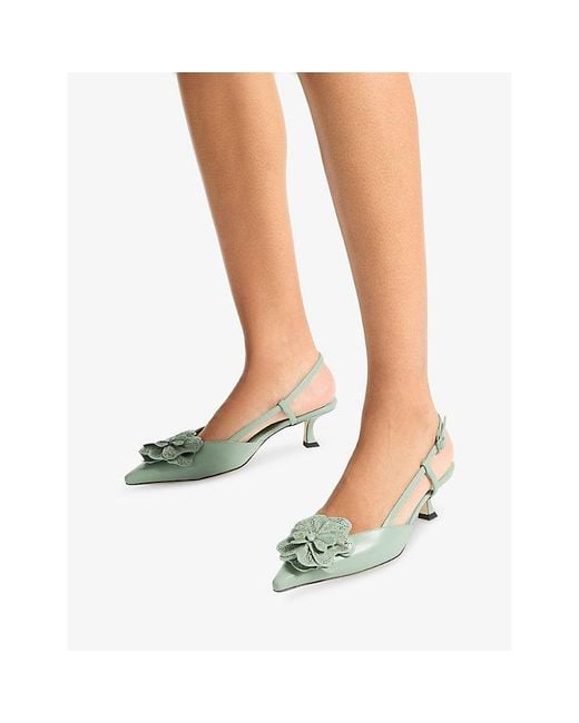 Jimmy Choo White Mimmi 50 Sling-Back Leather Heeled Courts