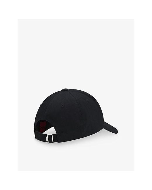 HUGO Black Stacked-Logo Cotton-Twill Baseball Cap for men