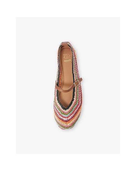 Dune Pink Haloha Raffia Mary-Jane Flats