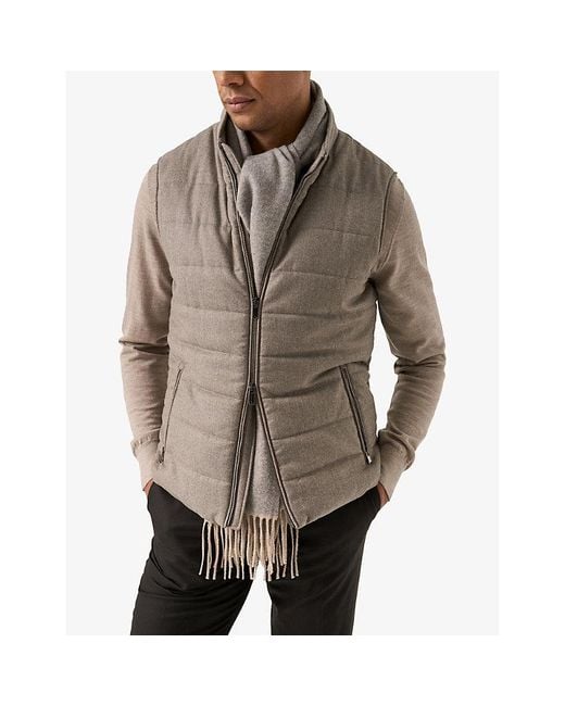 Eton of Sweden Brown Flannel Zip Wool Vest for men