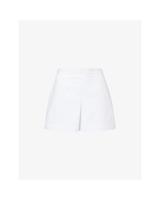 FRAME White Seersucker Mid-Rise Woven Shorts