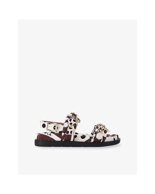Carvela Kurt Geiger White Polka Slingback Woven Sandals