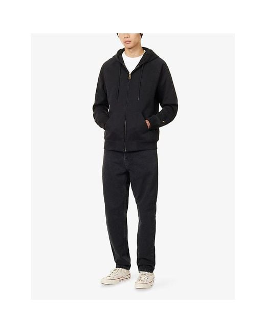Carhartt Blue Logo-Embroidered Zip-Up Cotton-Blend Hoody for men