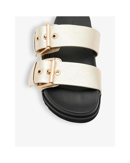 AllSaints White Sian Logo-embossed Metallic Leather Flat Sandals