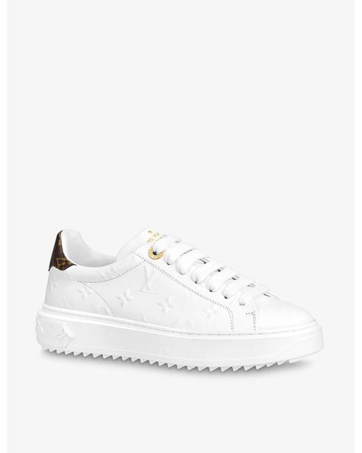Louis Vuitton White Time Out Brand-embossed Leather Mid-top Trainers