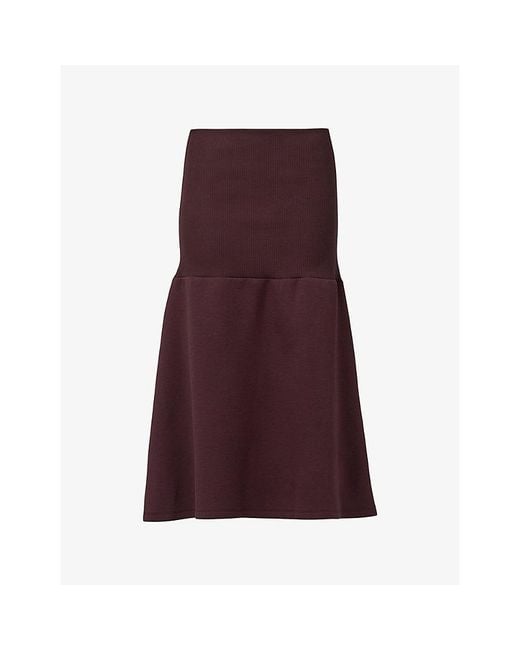 eem Purple Yoke-Detail Fit-And-Flare Stretch-Woven Skirt