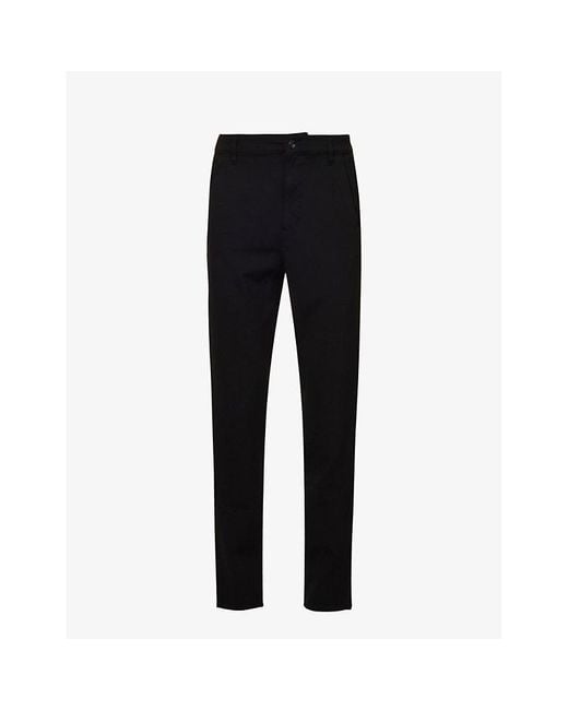 7 For All Mankind Black Travel Regular-Fit Tapered Stretch-Jersey Trousers for men