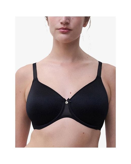 Chantelle Black Norah Covering Full-Cup Stretch-Woven Bra