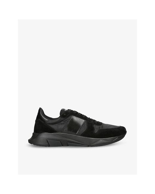 Tom Ford Black jagga Panelled Leather Low-top Trainers for men