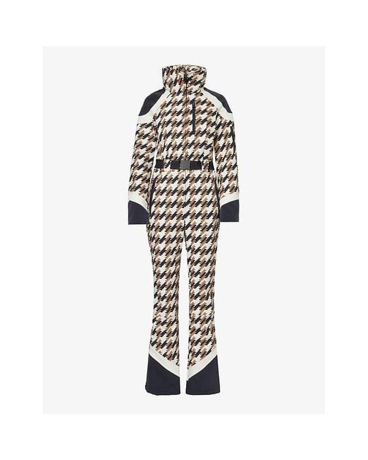 Perfect Moment White Allos Houndstooth-checked Ski Suit