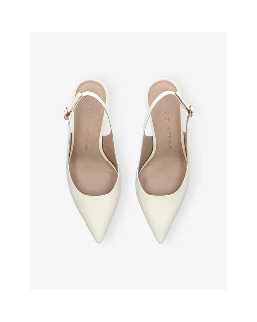 Stuart Weitzman White Stuart Power Leather Slingback Pumps