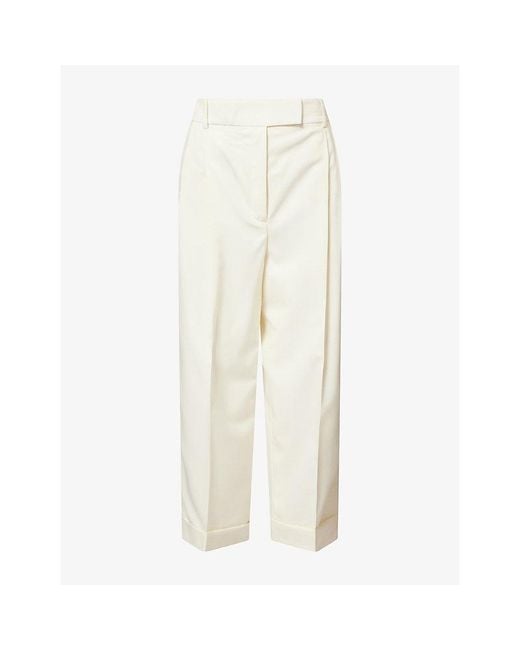 RÓHE Frames Natural Straight-Leg Turn-Up Wool Trousers