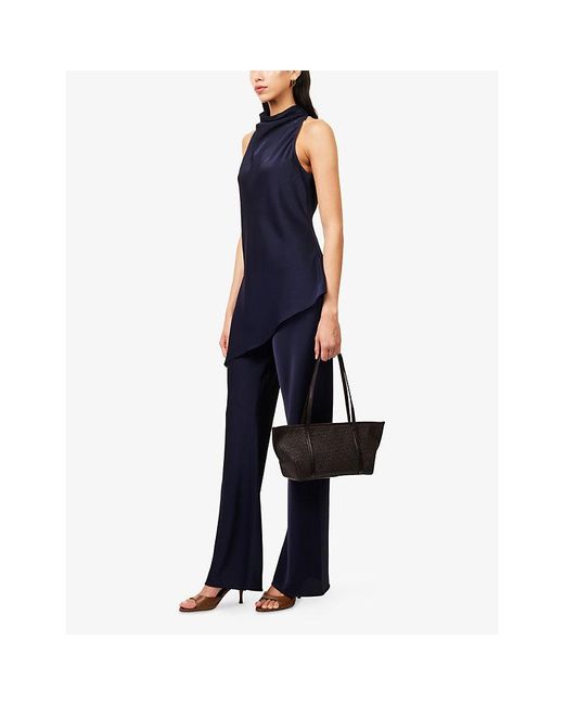Veronica Beard Blue Radford Asymmetric Satin Top