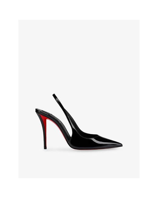 Christian Louboutin Black Miss Z 100 Slingback Patent-Leather Heeled Courts