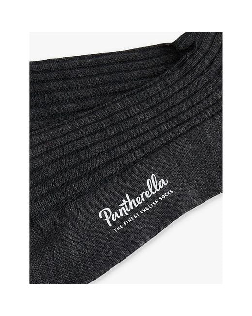 Pantherella Black Laburnum Branded Wool-Blend Socks for men