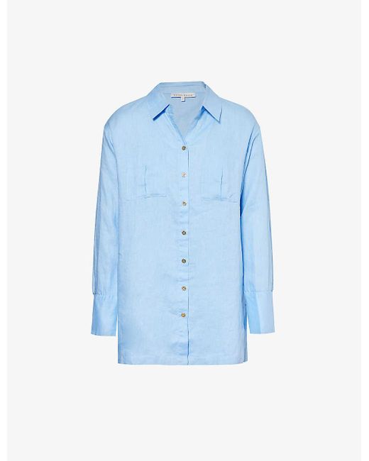Heidi Klein Blue Hydra Patch-pocket Relaxed-fit Linen Shirt