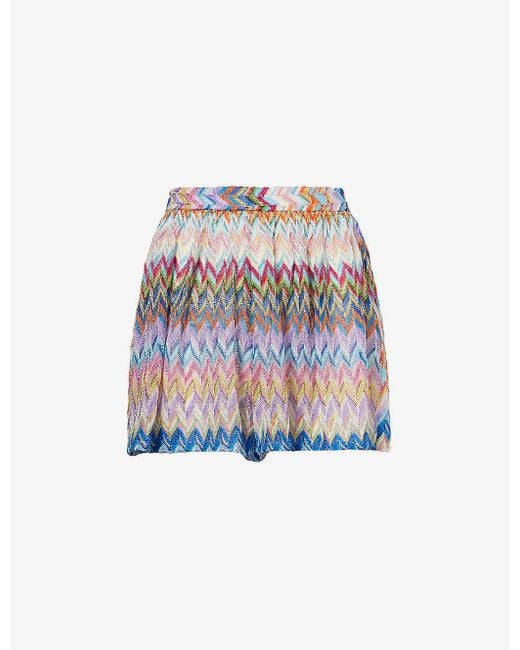 Missoni White Abstract-pattern Elasticated-waist Knitted Shorts